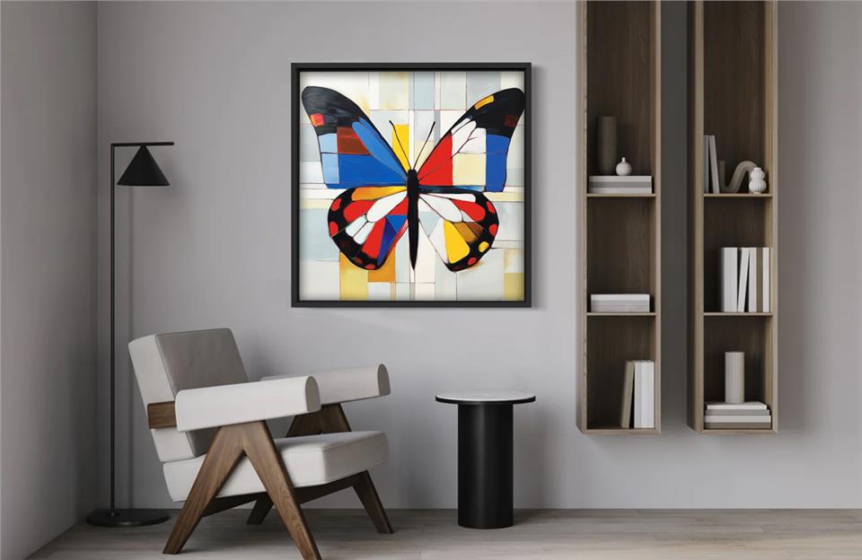 Ahşap Yağlı Boya Dokulu Tablo Butterfly 435