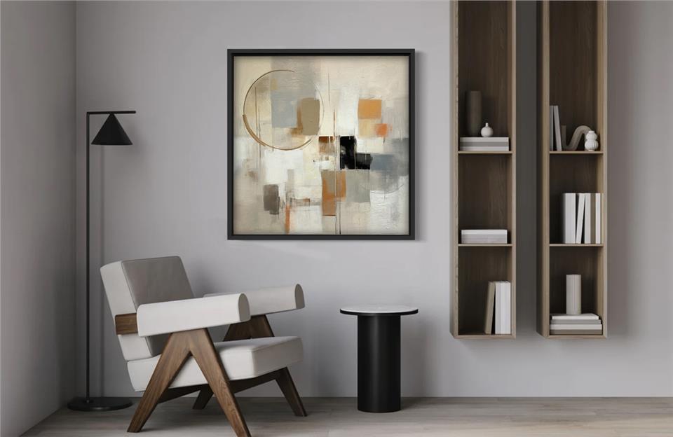Ahşap Yağlı Boya Dokulu Tablo Shapes 453