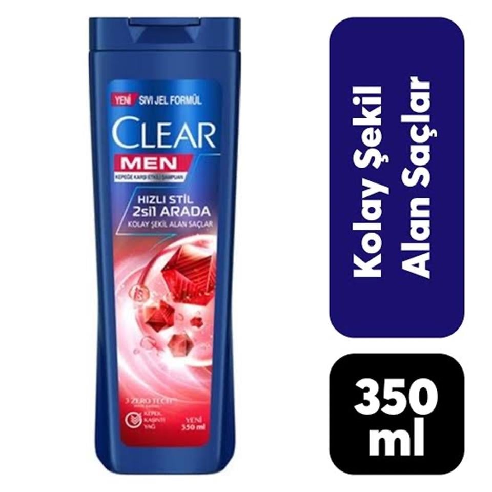 CLEAR MEN HIZLI STİL 2Sİ 1 ARADA KEPEĞE KARŞI ETKİLİ ŞAMPUAN 350 ML