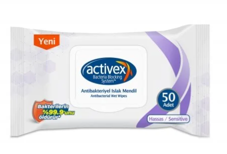 DefaultACTİVEX ANTİBAKTERİYEL ISLAK MENDİL HASSAS KAPAKLI 50Lİ