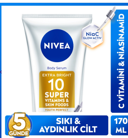 El ve Vücut BakımıNİVEANİVEA SUPER10 SERUM ETKİLİ AYDINLATICI VE SIKILAŞTIRICI VÜCUT LOSYONU 170 ML
