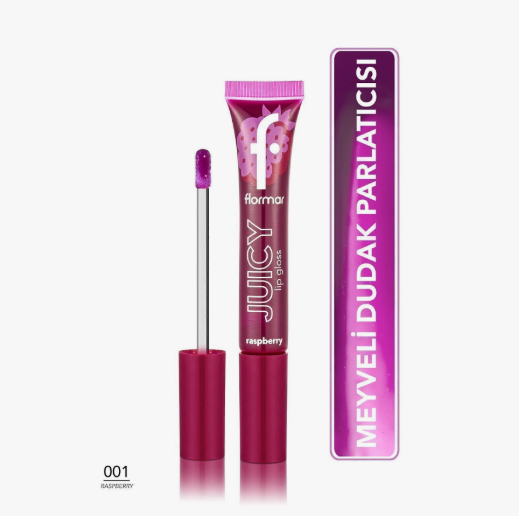 FLORMARFLORMAR JUİCY DOĞAL RENK VEREN MEYVE AROMALI NEMLENDİRİCİ DUDAK PARLATICISI 001 RASPBERRY