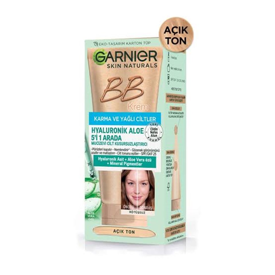 GARNİER HYALURONİK ALOE OİL FREE BB KREM - AÇIK TON 50 ML