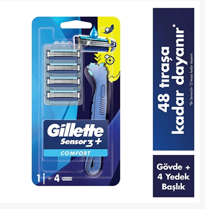 GİLLETTEGİLLETTE SENSOR3+ COMFORT 4'LÜ YEDEK BIÇAĞI BAŞLIKLI TIRAŞ MAKİNESİ
