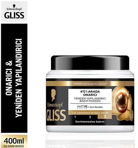 GLİSSGLİSS ULTİMATE REPAİR 4’Ü 1 ARADA ONARICI & YENİDEN YAPILANDIRICI BAKIM MASKESİ 400 ML