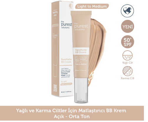 Güneş ÜrünleriTHE PURESTTHE PUREST SOLUTİONS MAT BB KREM LİGHT 40 ML
