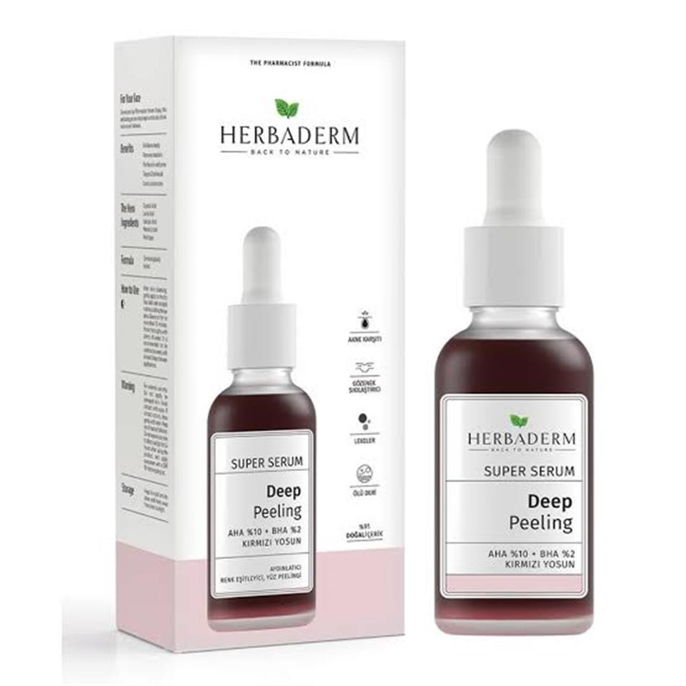HERBADERM SUPERSERUM (AHA %10 BHA%2) KIRMIZI YOSUN YÜZ PEELİNG 30 ML