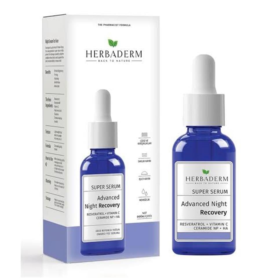 HERBADERM SUPERSERUM YOĞUN ONARICI YAŞLANMA KARŞITI GECE SERUMU 30 ML
