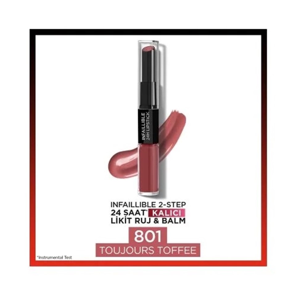 L'ORÉAL PARIS INFAILLIBLE 2-STEP 24 SAAT KALICI LIKIT RUJ & BALM - 801 TOUJOURS TOFFEE