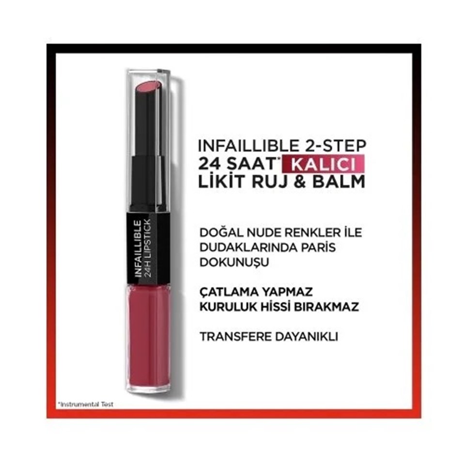 L'ORÉAL PARIS INFAILLIBLE 2-STEP 24 SAAT KALICI LIKIT RUJ & BALM - 804 METRO-PROOF ROSE