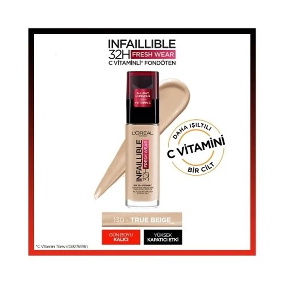 L'ORÉAL PARIS INFAILLIBLE 32H FRESH WEAR C VITAMINLI FONDÖTEN - 130 TRUE BEIGE