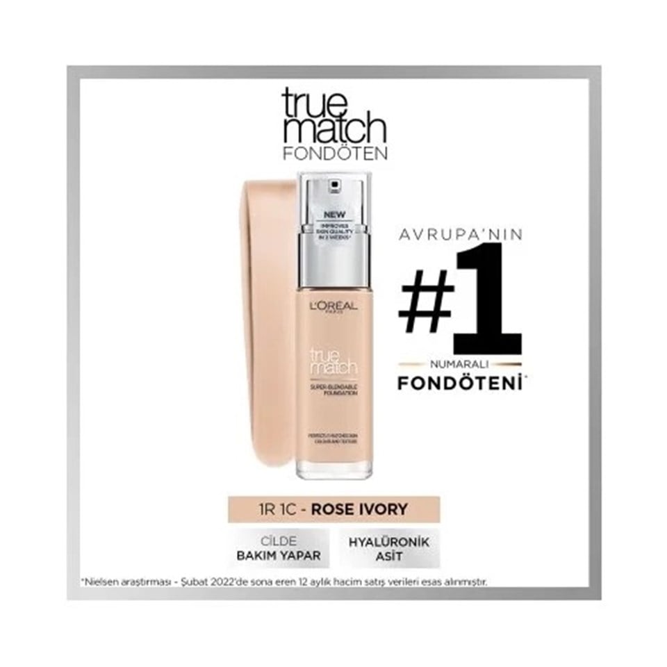 L'ORÉAL PARIS TRUE MATCH CILT BAKIM ETKILI FONDÖTEN 1R1C1K IVORY ROSE