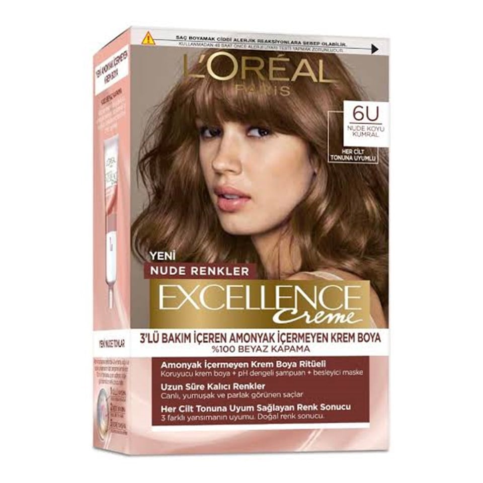 LOREAL PARİS EXCELLENCE CREME NUDE RENKLER SAÇ BOYASI 6U NUDE KOYU KUMRAL