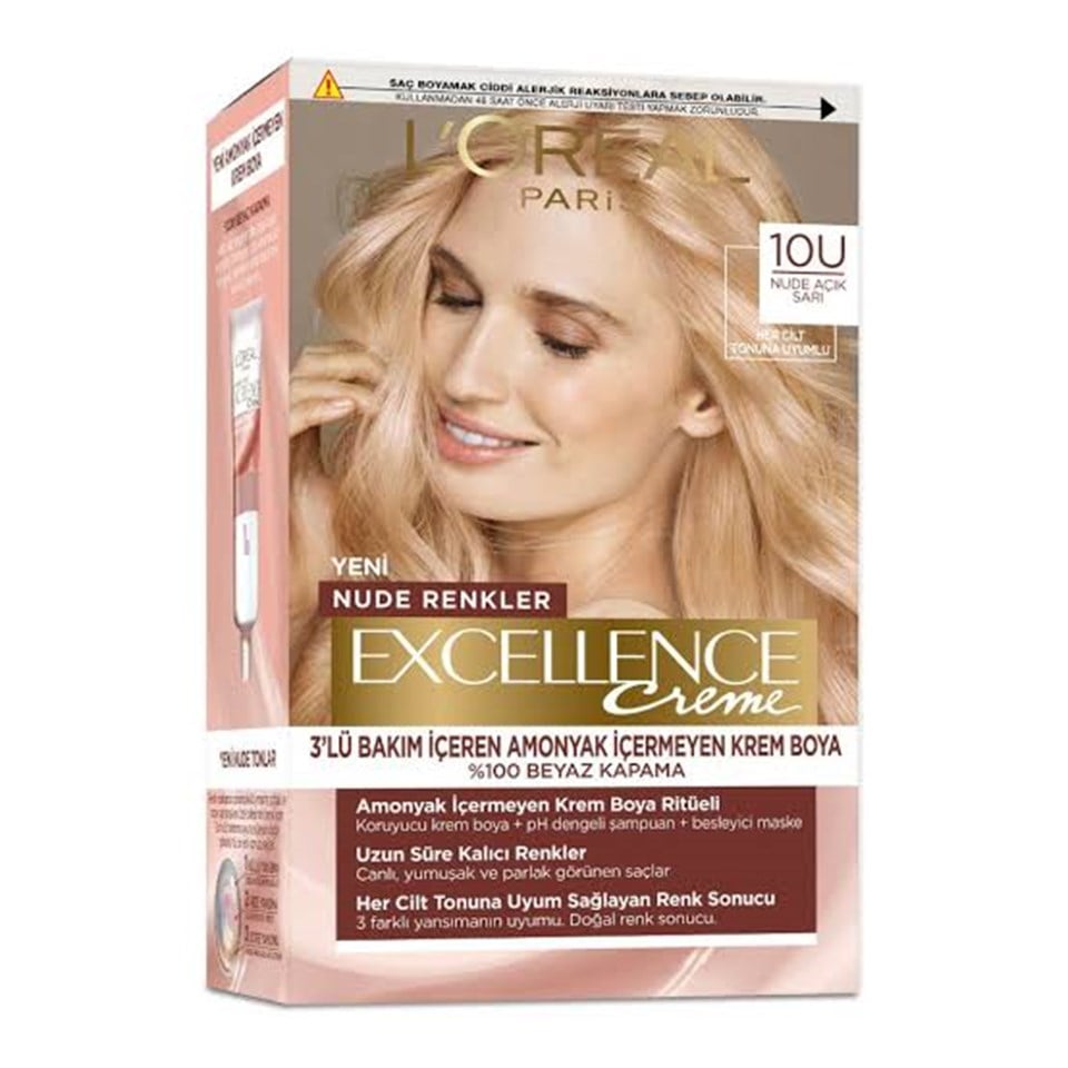 LOREAL PARİS EXCELLENCE CREME NUDE RENKLER SAÇ BOYASI 10U NUDE AÇIK SARI