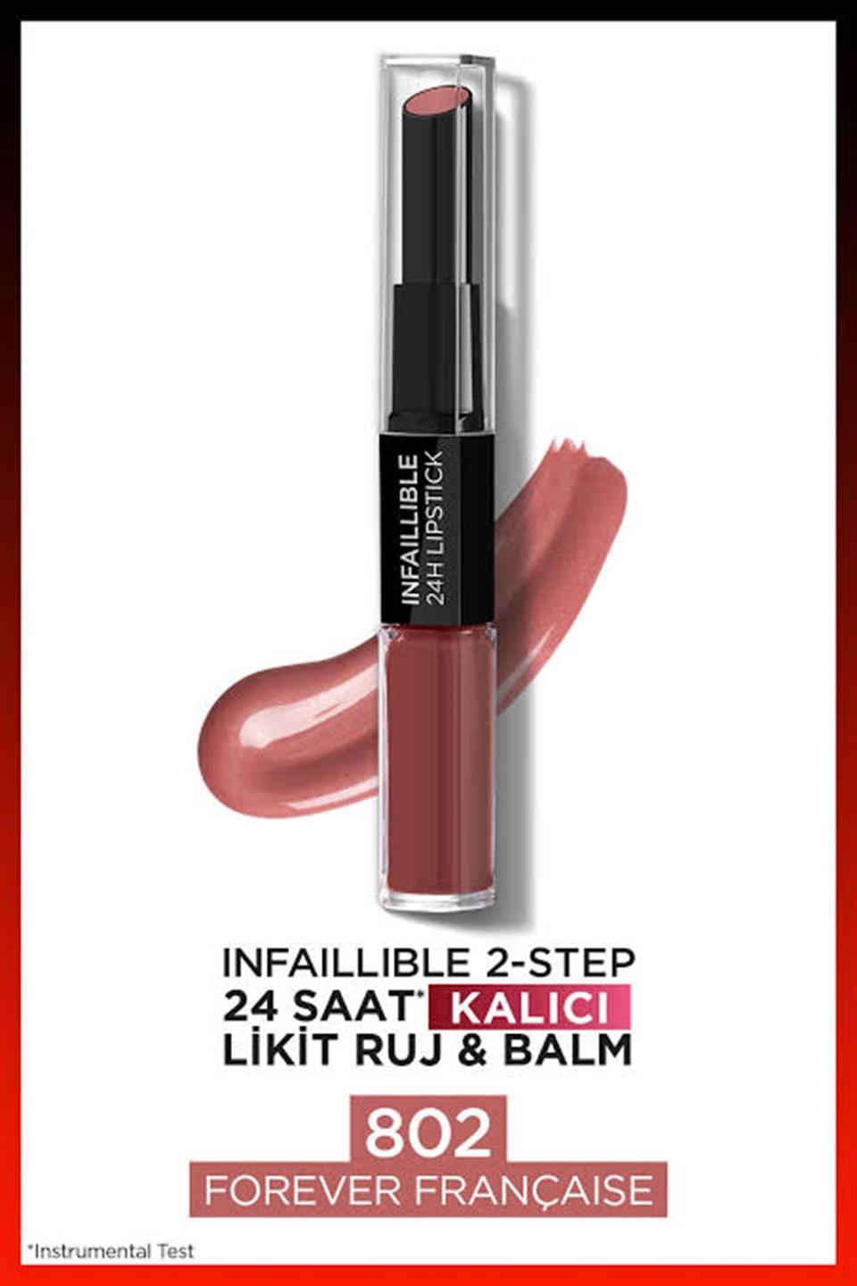 LOREAL PARIS INFAILLIBLE 2-STEP 24 SAAT KALICI LIKIT RUJ & BALM - 802 FOREVER FRANÇAISE