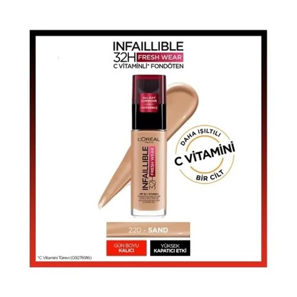 LOREAL PARIS INFAILLIBLE 32H FRESH WEAR C VITAMINLI FONDÖTEN - 220 SABLE SAND