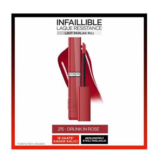 LOREAL PARİS MAKE-UPL'ORÉAL PARİS INFAİLLİBLE MATTE RESİSTANCE LİKİT PARLAK RUJ 215 DRUNK IN ROSE