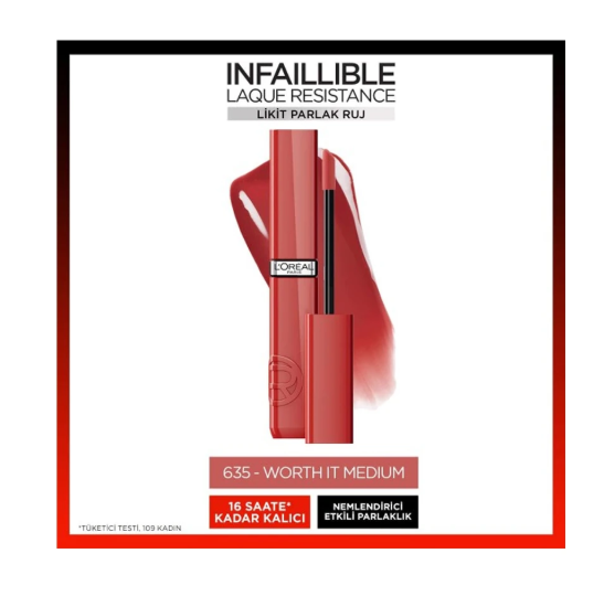 LOREAL PARİS MAKE-UPL'ORÉAL PARİS INFAİLLİBLE MATTE RESİSTANCE LİKİT PARLAK RUJ 635 WORTH IT MEDİUM