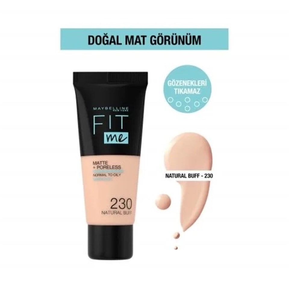 MAYBELLİNE FİT ME MATTE PORELESS FONDÖTEN 230 NATURAL BUFF