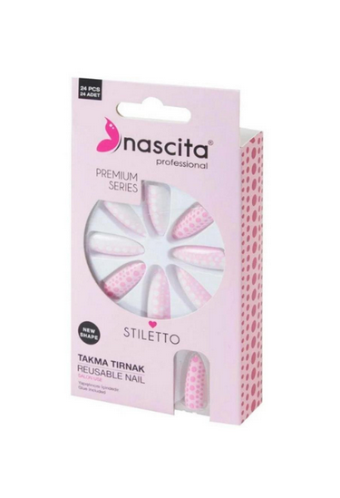 NASCİTANASCİTA 24LÜ RENKLİ TAKMA TIRNAK STILETTO