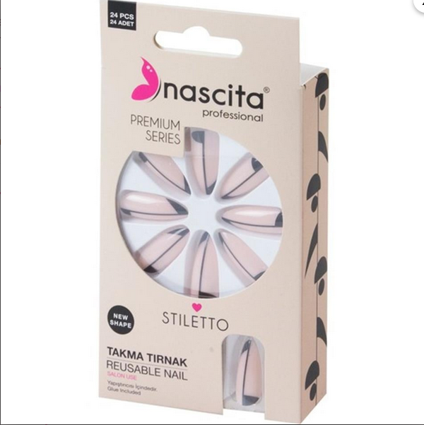NASCİTANASCİTA 24LÜ RENKLİ TAKMA TIRNAK STILETTO