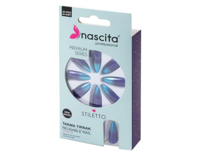 NASCİTANASCİTA 24'LÜ STİLETTO RENKLİ TAKMA TIRNAK - 188