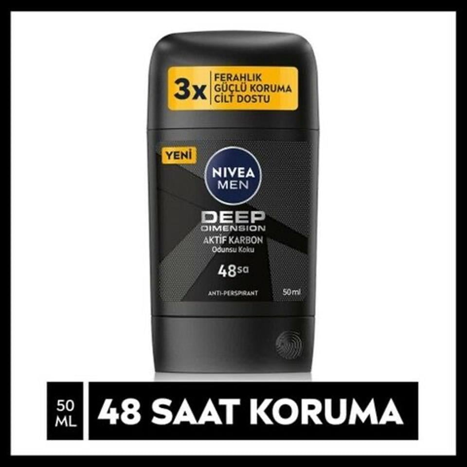 NİVEA MEN ERKEK  DEEP DİMENSİON, 48 SAAT ANTİ-PERSPİRANT KORUMA STİCK DEODORANT 50 ML