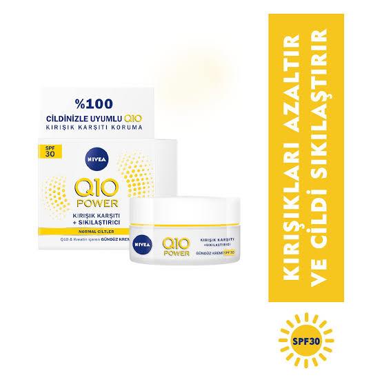 NİVEANİVEA Q10 POWER YÜKSEK GÜNEŞ KORUMALI KIRIŞIK KARŞITI +SIKILAŞTIRICI GÜNDÜZ KREMİ SPF 30 50 ML