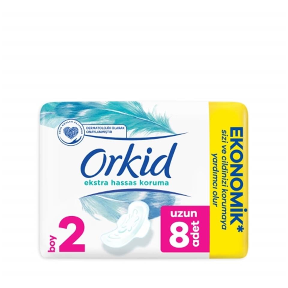 ORKİD EKSTRA  HASSAS KORUMA TEKLİ BOY 2 UZUN 8 ADET 