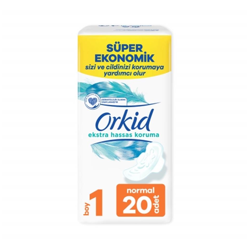 ORKİD EXTRA HASSAS KORUMA DÖRTLÜ HİJYENİK PED NORMAL 20'Lİ (BOY 1)