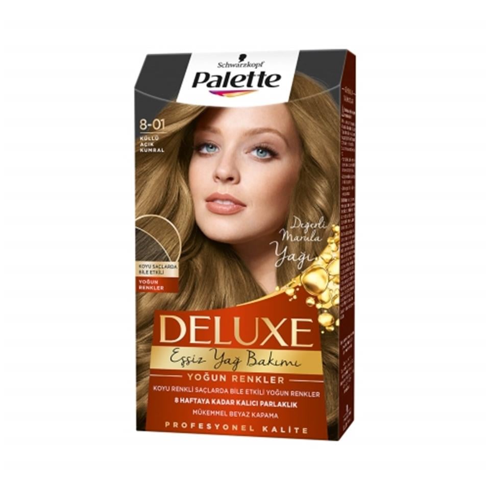 PALETTE DELUXE YAĞ BAKIMLI SAÇ BOYASI 8,01 KÜLLÜ AÇIK KUMRAL