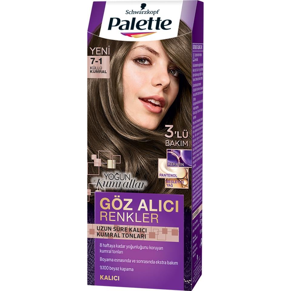 PALETTE YOĞUN GÖZ ALICI RENKLER SAÇ BOYASI 7-1 KÜLLÜ KUMRAL