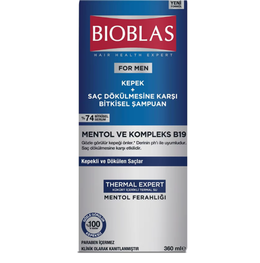 Saç ŞampuanıBİOBLASBİOBLAS THERMAL EXPERT KEPEKLİ SAÇLAR İÇİN DÖKÜLME KARŞITI MENTOLLÜ ŞAMPUAN 360 ML
