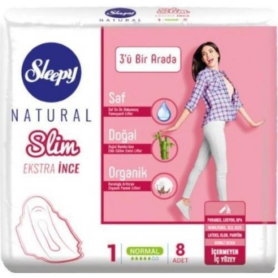 SLEEPY HİJYENİK PED NATURAL NORMAL  8'Lİ 1 NUMARA