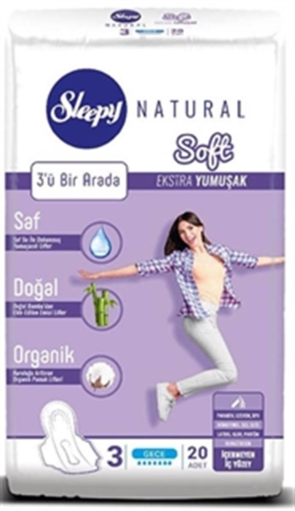 SLEEPY HİJYENİK PED NATURAL SLİM GECE 20'Lİ