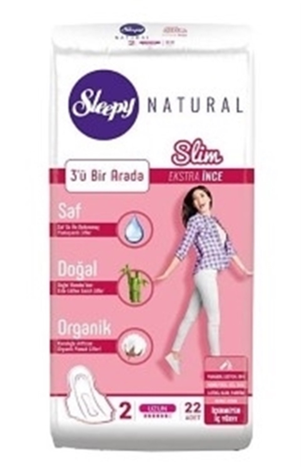 SLEEPY HİJYENİK PED NATURAL SLİM UZUN 22'Lİ
