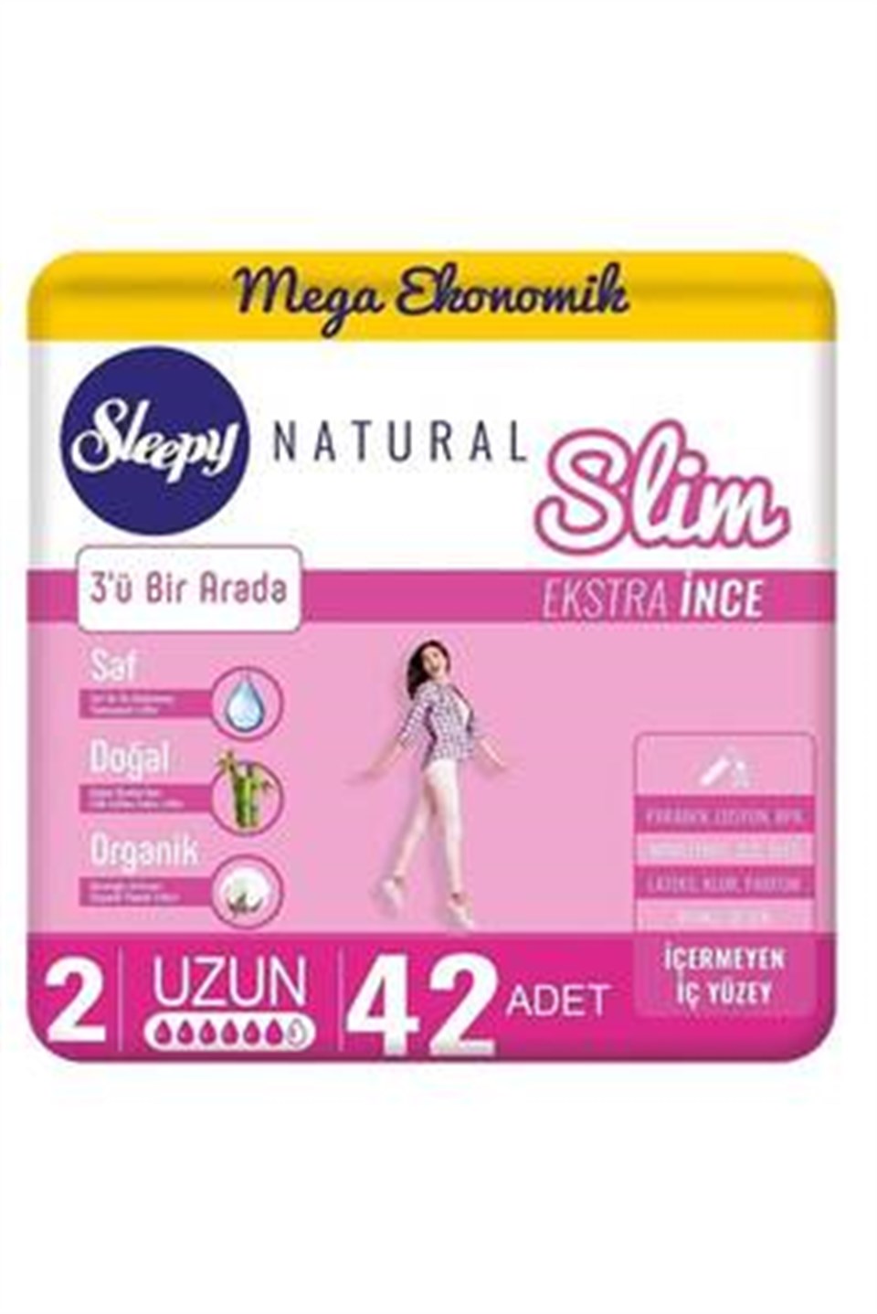 SLEEPY NATURAL SLİM EKSTRA İNCE UZUN 42'Lİ PED (MEGA PAKET)