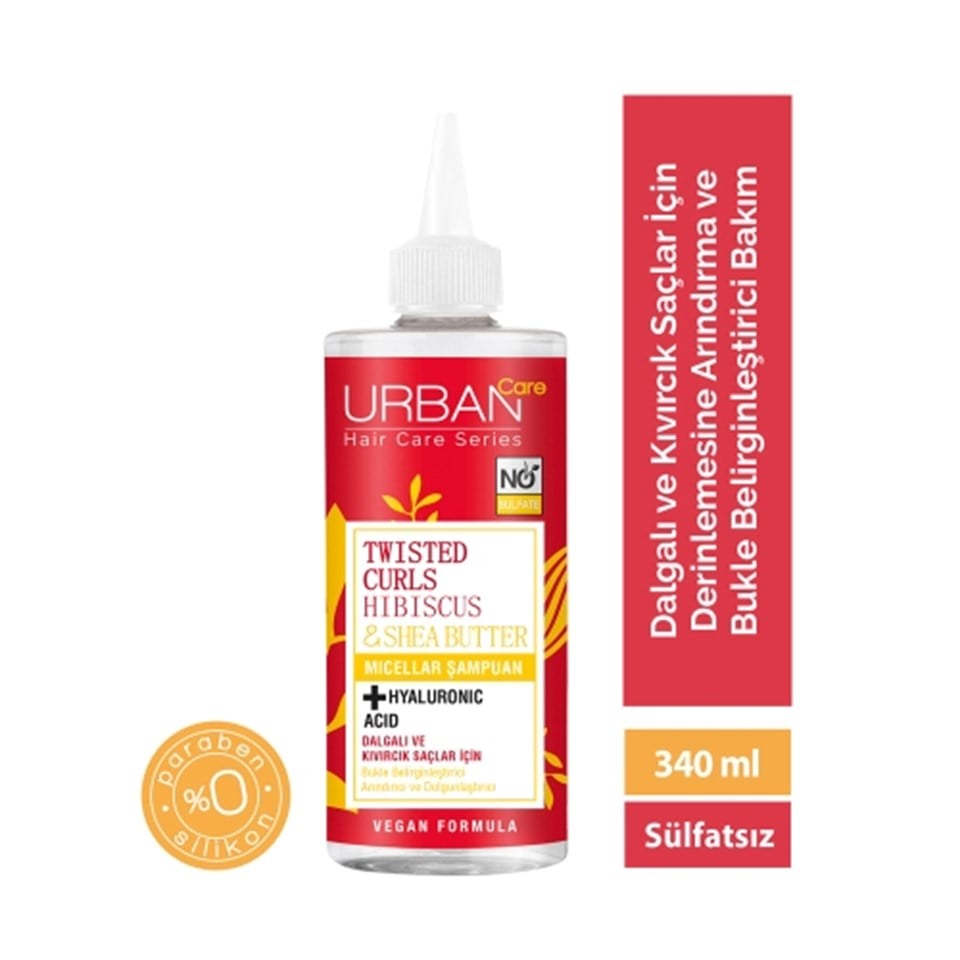 URBAN CARE HİBİSCUS & SHEA YAĞI & HYALURONİK ASİT İÇEREN BUKLE BELİRGİNLEŞTİRİCİ ŞAMPUAN 340ML