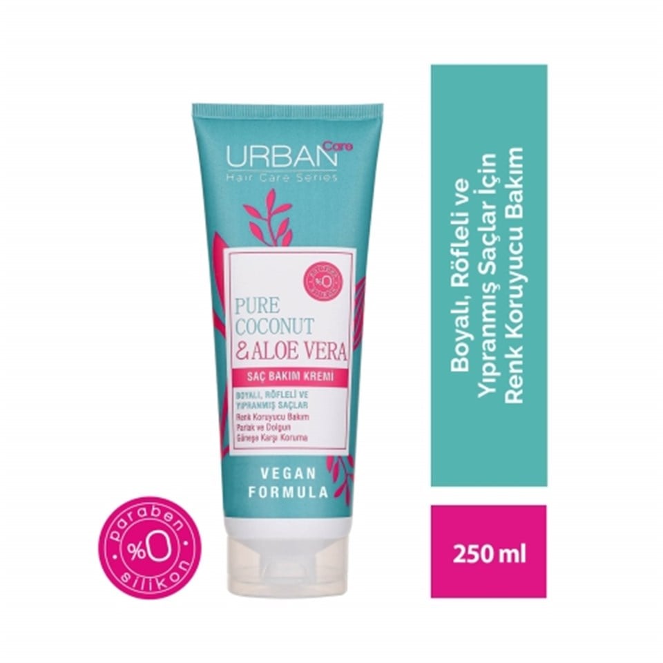 URBAN CARE SAF HİNDİSTAN CEVİZİ YAĞI VE ALOE VERA İÇEREN RENK KORUYUCU SAÇ BAKIM KREMİ 250 ML