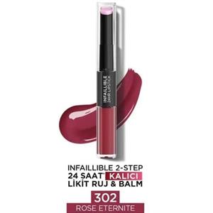 LOREAL PARİS İNFAİLİBLE 2-STEP 24 SAAT KALICI LİKİT RUJ & BALM -302 ROSE ETERNİTE