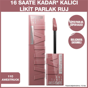 MAYBELLİNE NEW YORKMAYBELLİNE NEW YORK SUPER STAY VİNYL INK UZUN SÜRE KALICI LİKİT PARLAK RUJ  110 AWESTRUCK