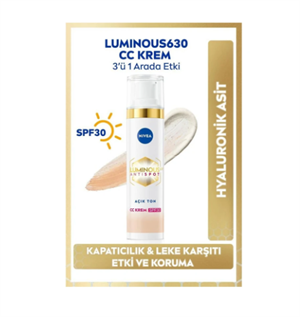 NİVEALUMİNOUS630 LEKE KARŞITI CC KREM SPF30 AÇIK TON 40 ML