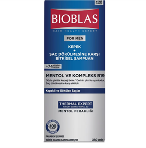 Saç ŞampuanıBİOBLASBİOBLAS THERMAL EXPERT KEPEKLİ SAÇLAR İÇİN DÖKÜLME KARŞITI MENTOLLÜ ŞAMPUAN 360 ML