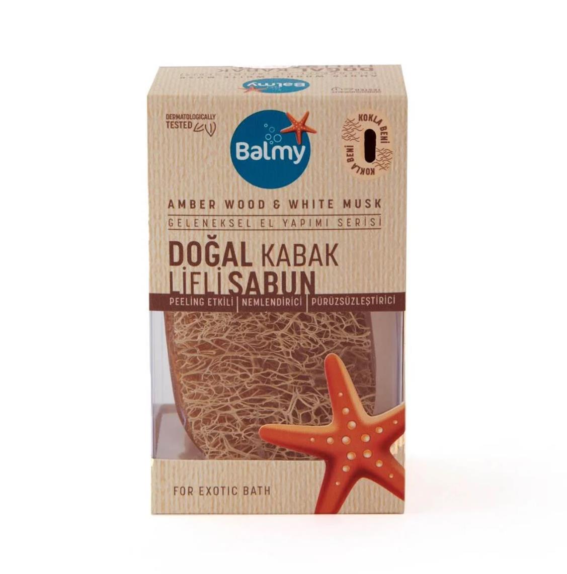 BALMYBALMY AMBER WOOD &WHITE MUSK DOĞAL KABAK LİFLİ SABUN