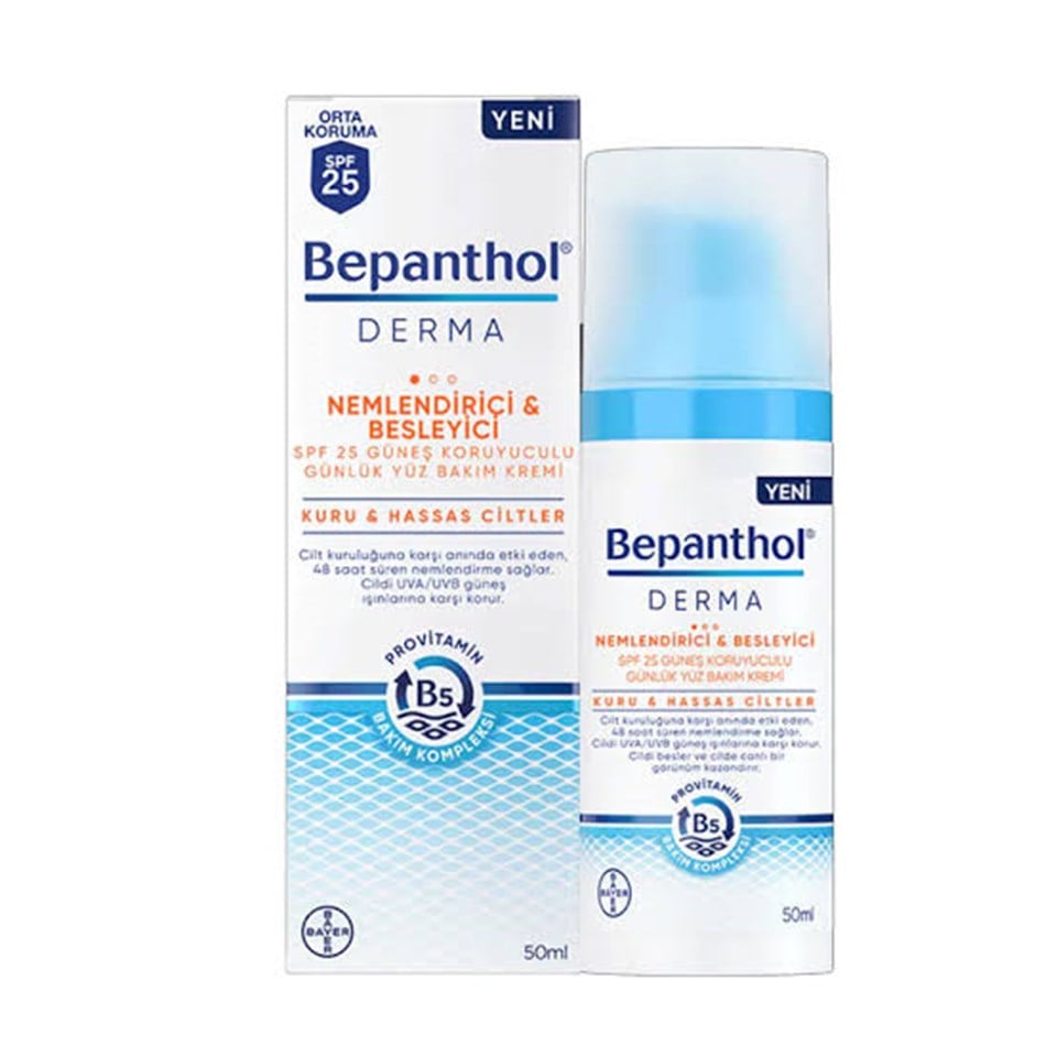 BEPANTHOL DERMA NEMLENDİRİCİ & BESLEYİCİ SPF 25 GÜNEŞ KORUYUCULU GÜNLÜK YÜZ BAKIM KREMİ 50 ML