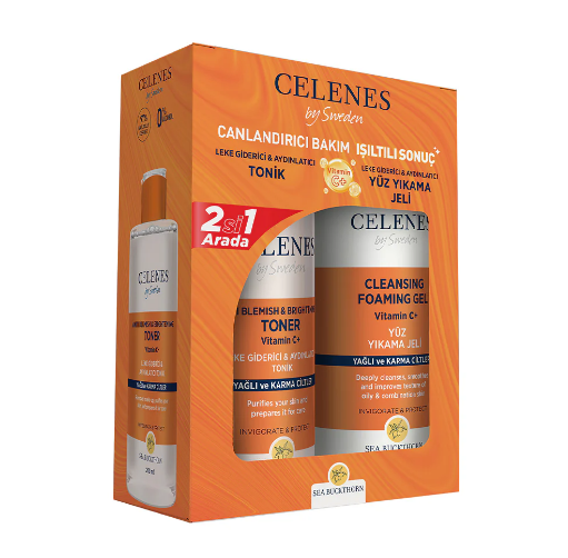 CELENES CELENES SEA BUCKTHORN YÜZ YIKAMA JELİ, 250 ML & LEKE GİDERİCİ & AYDINLATICI TONİK, 200 ML