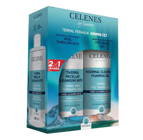 CELENES CELENES THERMAL YAĞLI VE KARMA CİLTLER İÇİN YÜZ YIKAMA JELİ, 250 ML & MİSEL TEMİZLEME SUYU, 400 ML