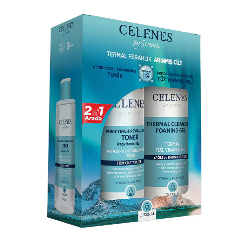 CELENES CELENES THERMAL YÜZ YIKAMA JELİ 250 ML + ARINDIRICI & CANLANDIRICI TONİK, 200 ML