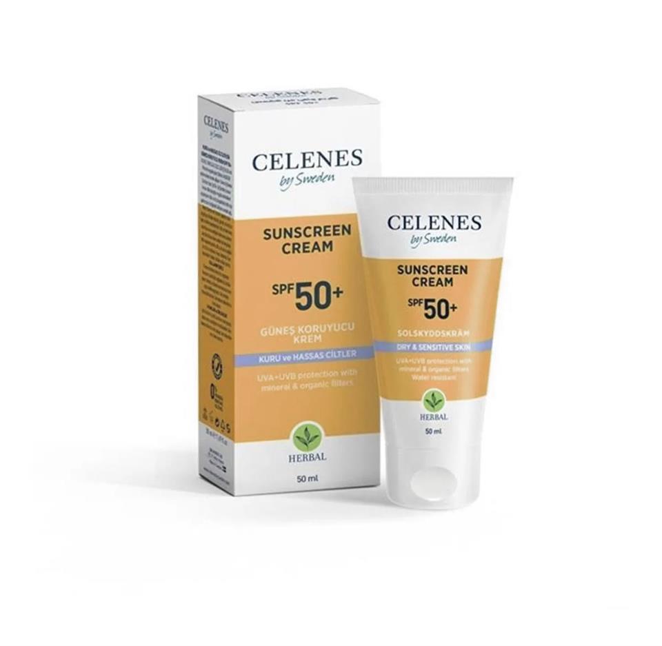 CELENES HERBAL KURU VE HASSAS CİLTLER 50 SPF GÜNEŞ  KREMİ 50 ML