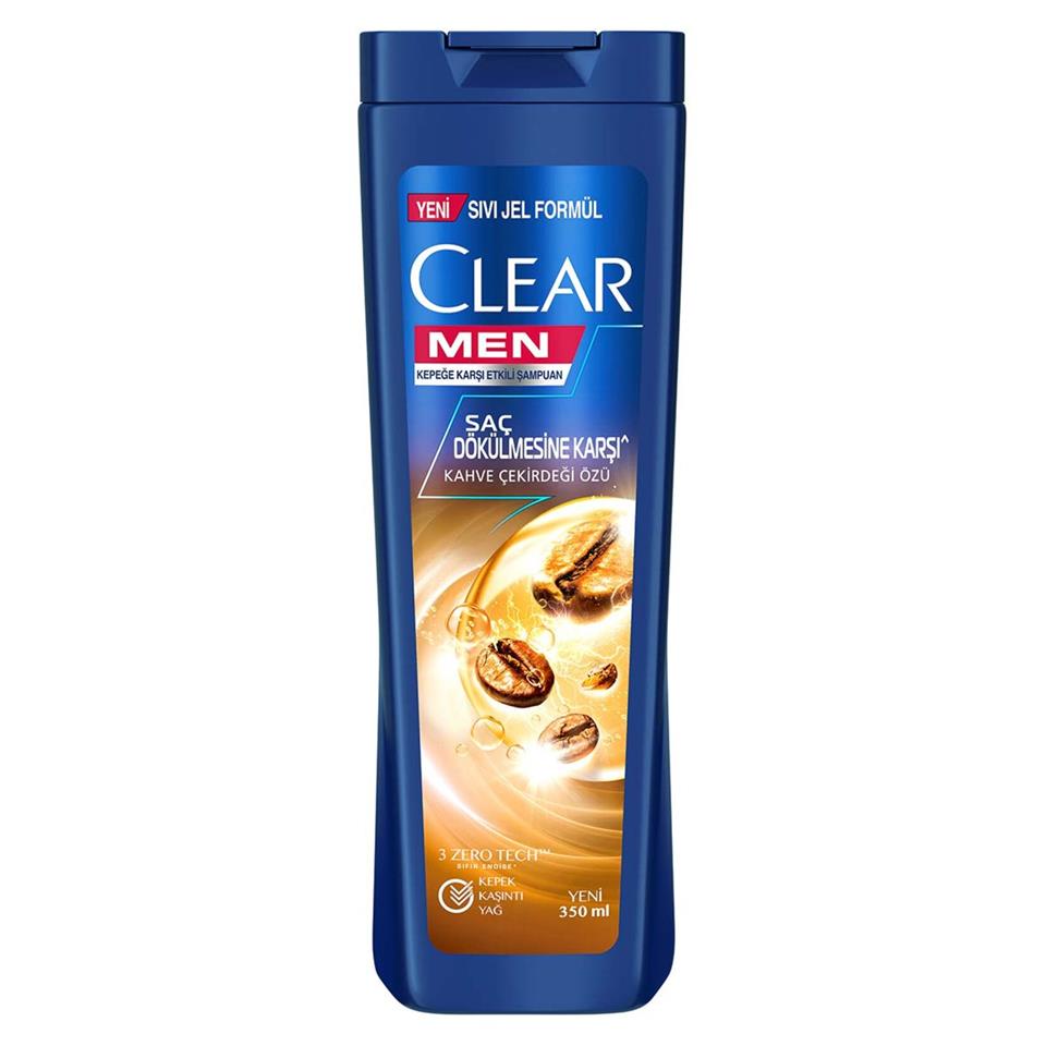 CLEAR MEN SAÇ DÖKÜLMESİNE KARŞI KAHVE ÇEKİRDEĞİ ÖZLÜ KEPEĞE KARŞI ETKİLİ ŞAMPUAN 350 ML